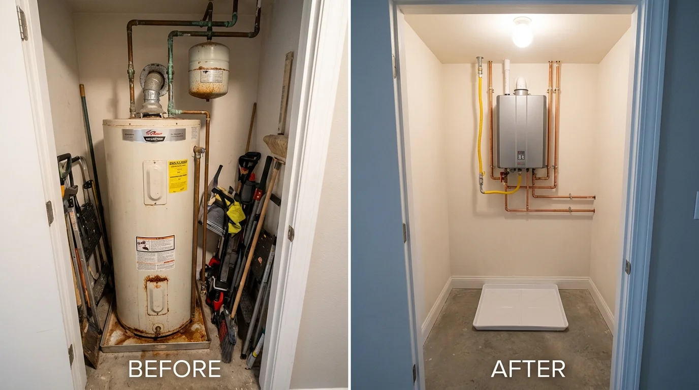 Tank water heater versus wall-mounted tankless unit comparison for North Bend, WA homeowners