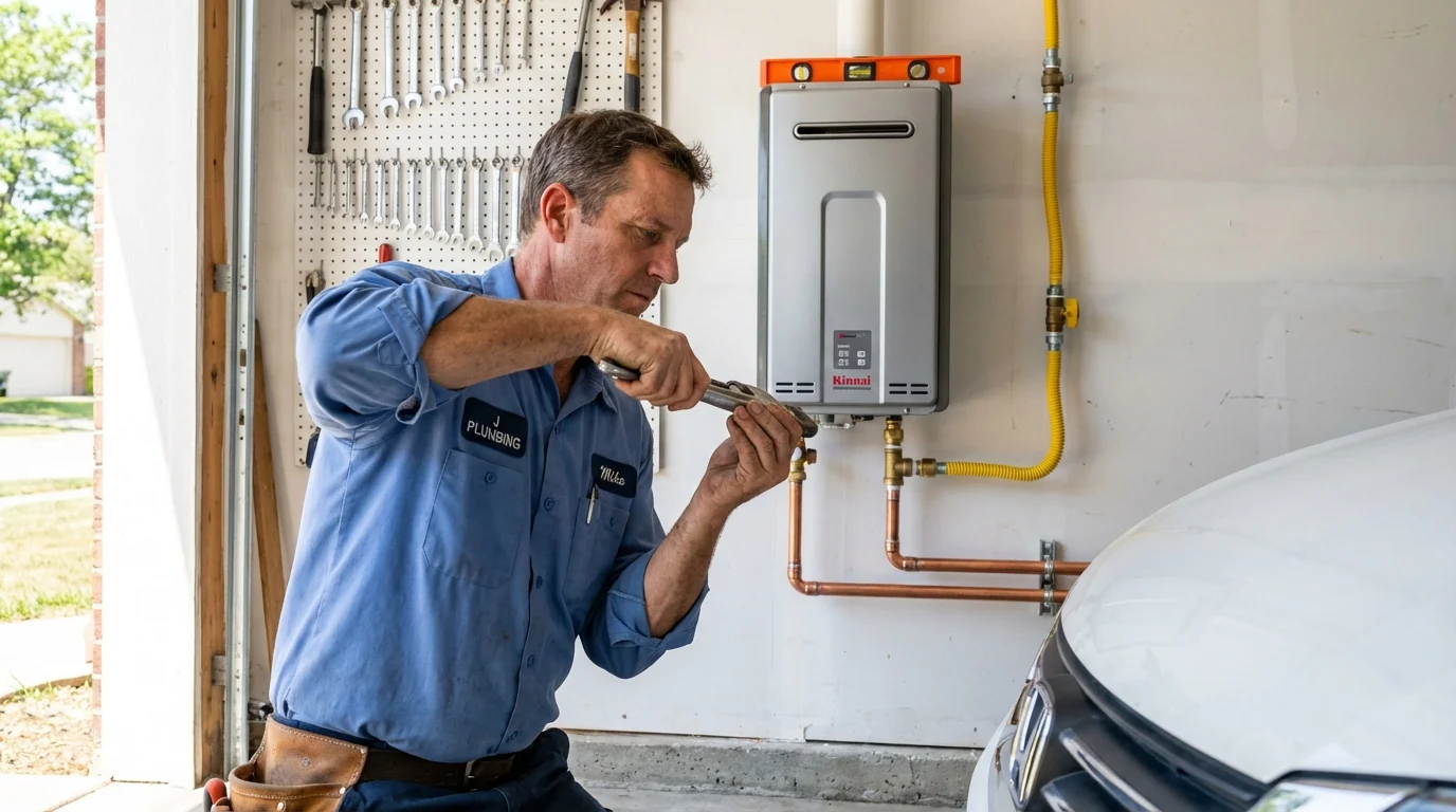 Tankless water heater installation by a Johns Plumbing LLC plumber in North Bend